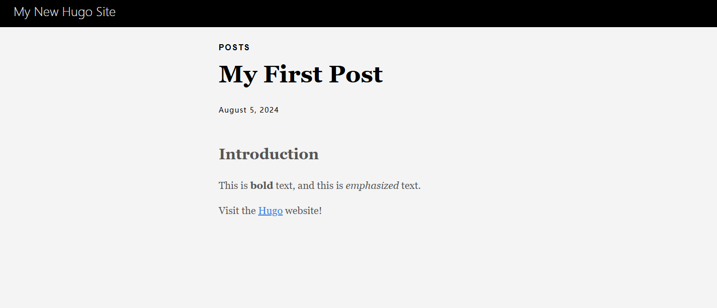 Hugo quickstart first blog post